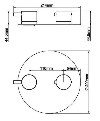 Caral afbouwdeel rond inbouwthermostaat 2 weg mat zwart