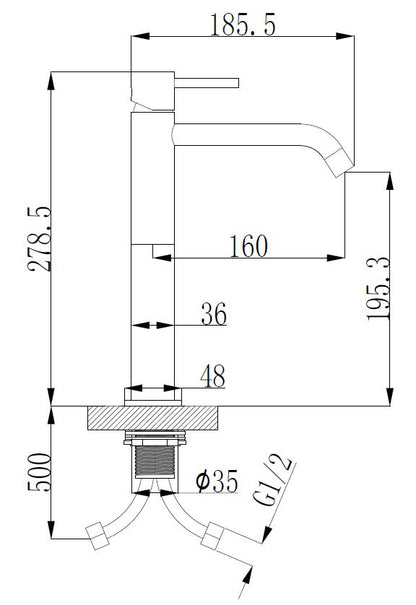 Style XL wastafelkraan hoog mat zwart