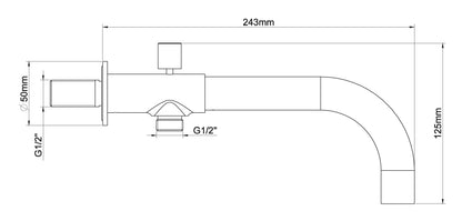 inbouw-baduitloop met omstel rond 23cm mat zwart