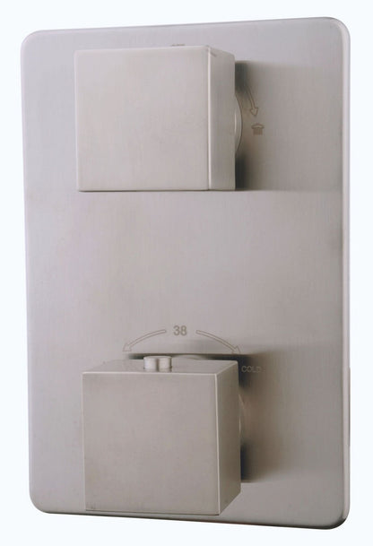 Rombo afbouwdeel inbouwthermostaat 2 weg geborsteld staal PVD