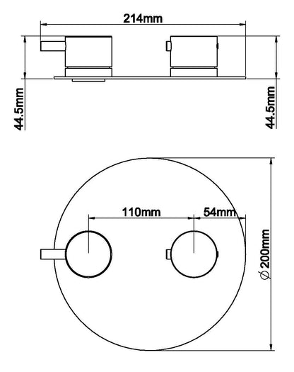 Caral afbouwdeel rond inbouwthermostaat 2 weg geborsteld staal PVD