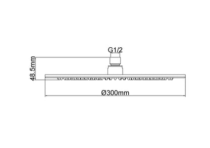 UniMatch hoofddouche rond 30 x 0,8 cm geborsteld brons koper PVD