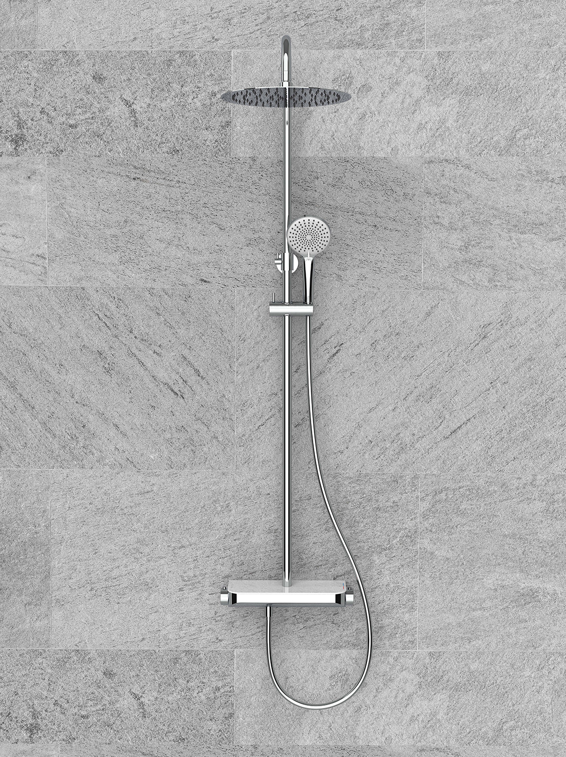 Tondell thermostatische regendoucheset opbouw met planchet chroom
