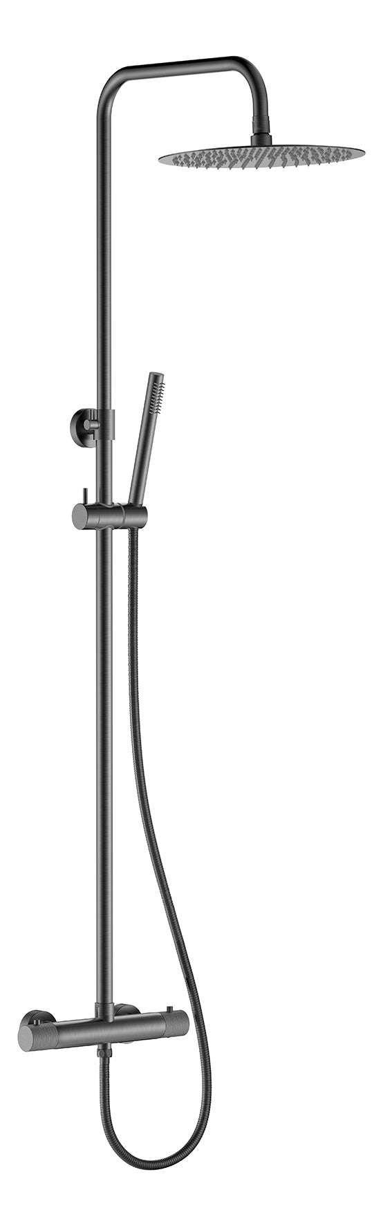 Ribbd thermostatische regendoucheset opbouw gunmetal PVD
