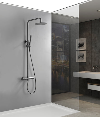 Ribbd thermostatische regendoucheset opbouw gunmetal PVD