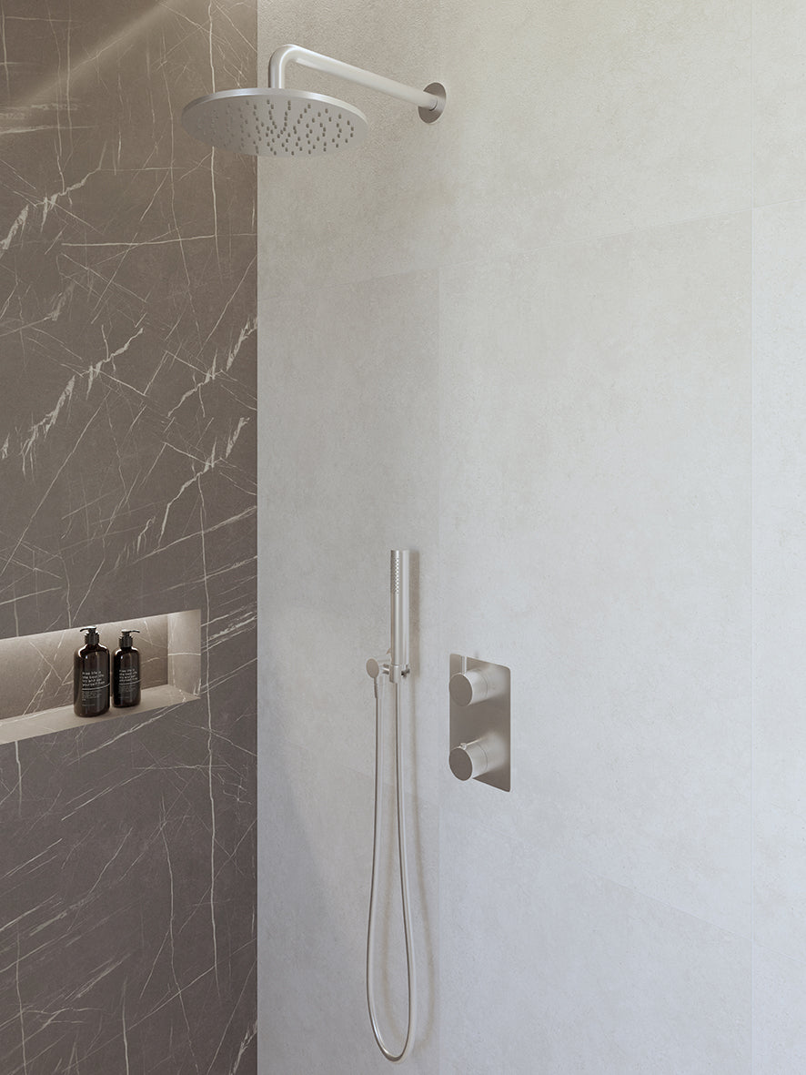 Wiesbaden caral inbouwthermostaat compleet met hoofddouche 25 cm en staafhanddouche chroom