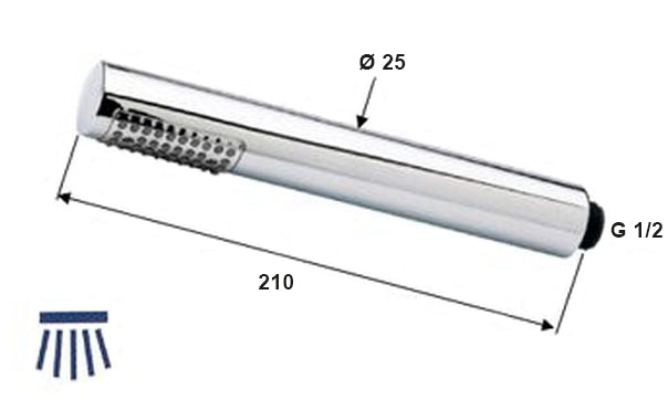Handdouche rond 1/2'' chroom