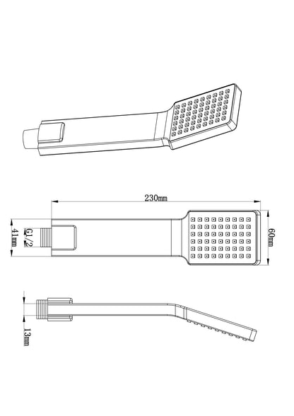 Handdouche vierkant/plat 1/2'' chroom