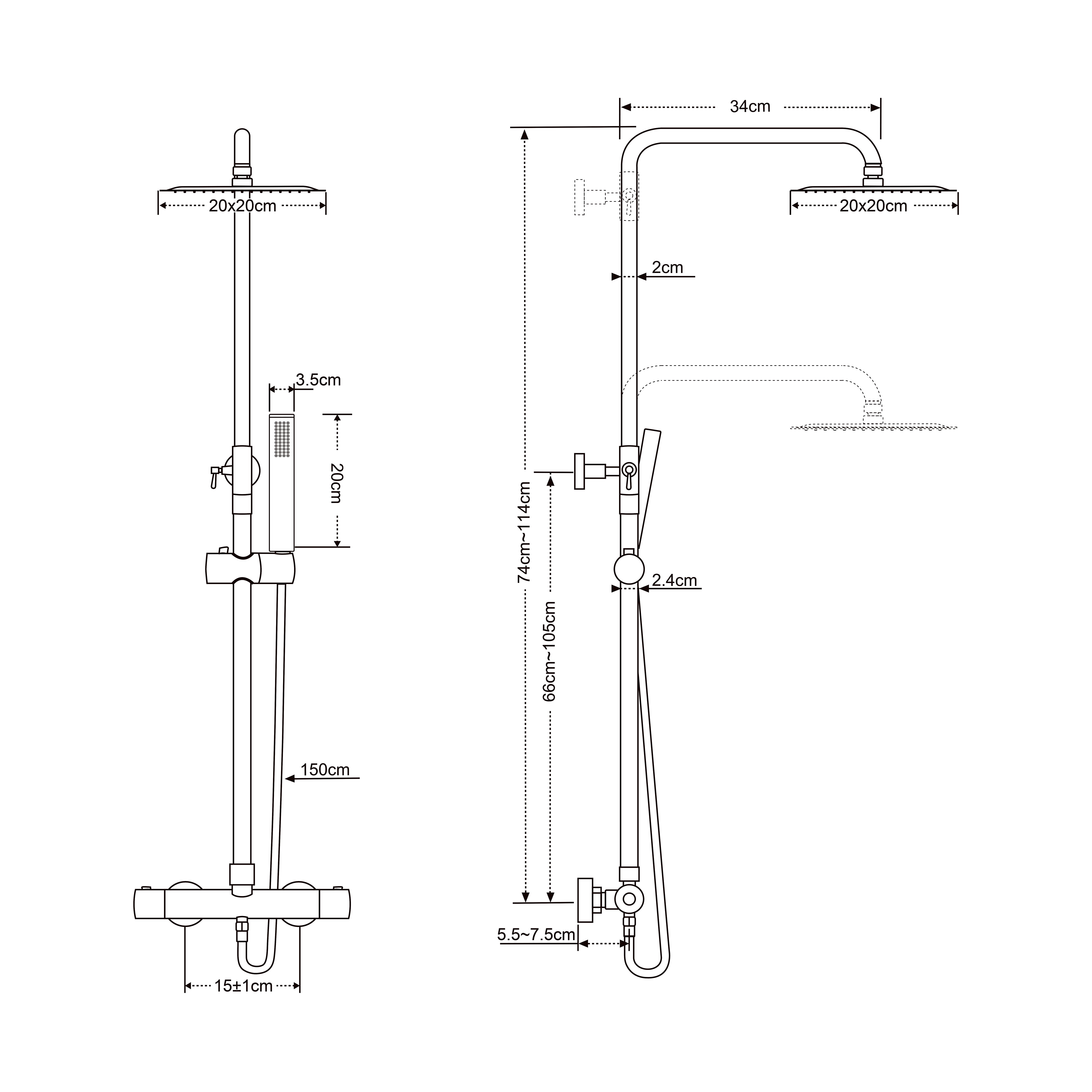 Twenty eco thermostatische regendoucheset opbouw rond/vierkant chroom
