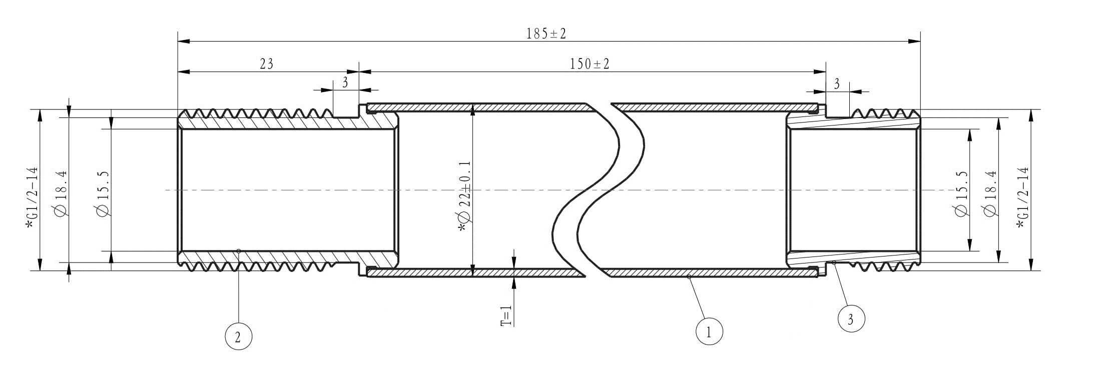 UniMatch douchearm met plafondbevestiging 15 cm chroom