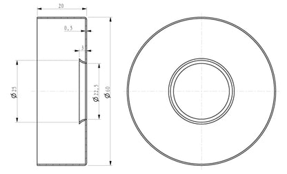 Wiesbaden UniMatch douchearm met plafondbevestiging 30 cm chroom, maattekening
