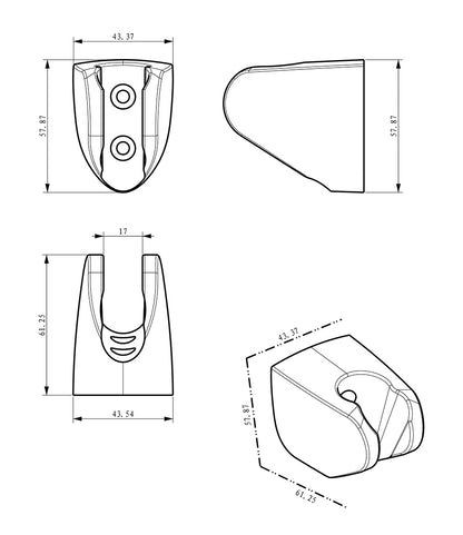 UniMatch wandhanddouchehouder kunststof gunmetal PVD