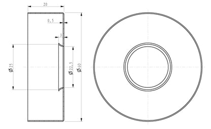 Wiesbaden UniMatch douchearm met muurbevestiging 45 cm chroom, maattekening