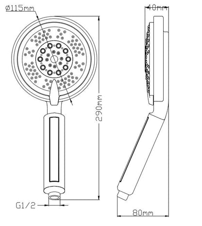 Triton verstelbare handdouche 10cm chr.