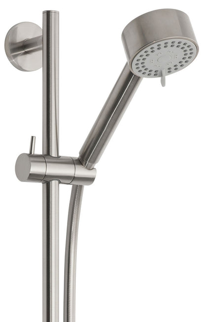 UniMatch Cadans glijstangset compleet met handdouche 3 standen Ø 8 cm geborsteld staal PVD
