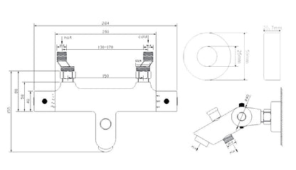 Rio thermostatische badmengkraan 15 cm chroom