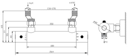 Rio thermostatische douchemengkraan 15 cm geborsteld staal