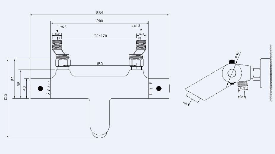 Rio thermostatische badmengkraan 15 cm geborsteld staal