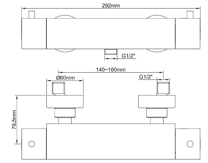 Caral Cool Touch thermostatische douchemengkraan chroom