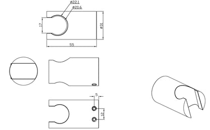 Wandhanddouchehouder geborsteld staal PVD