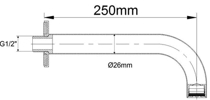 Caral baduitloop rond 25 cm 1/2'' chroom