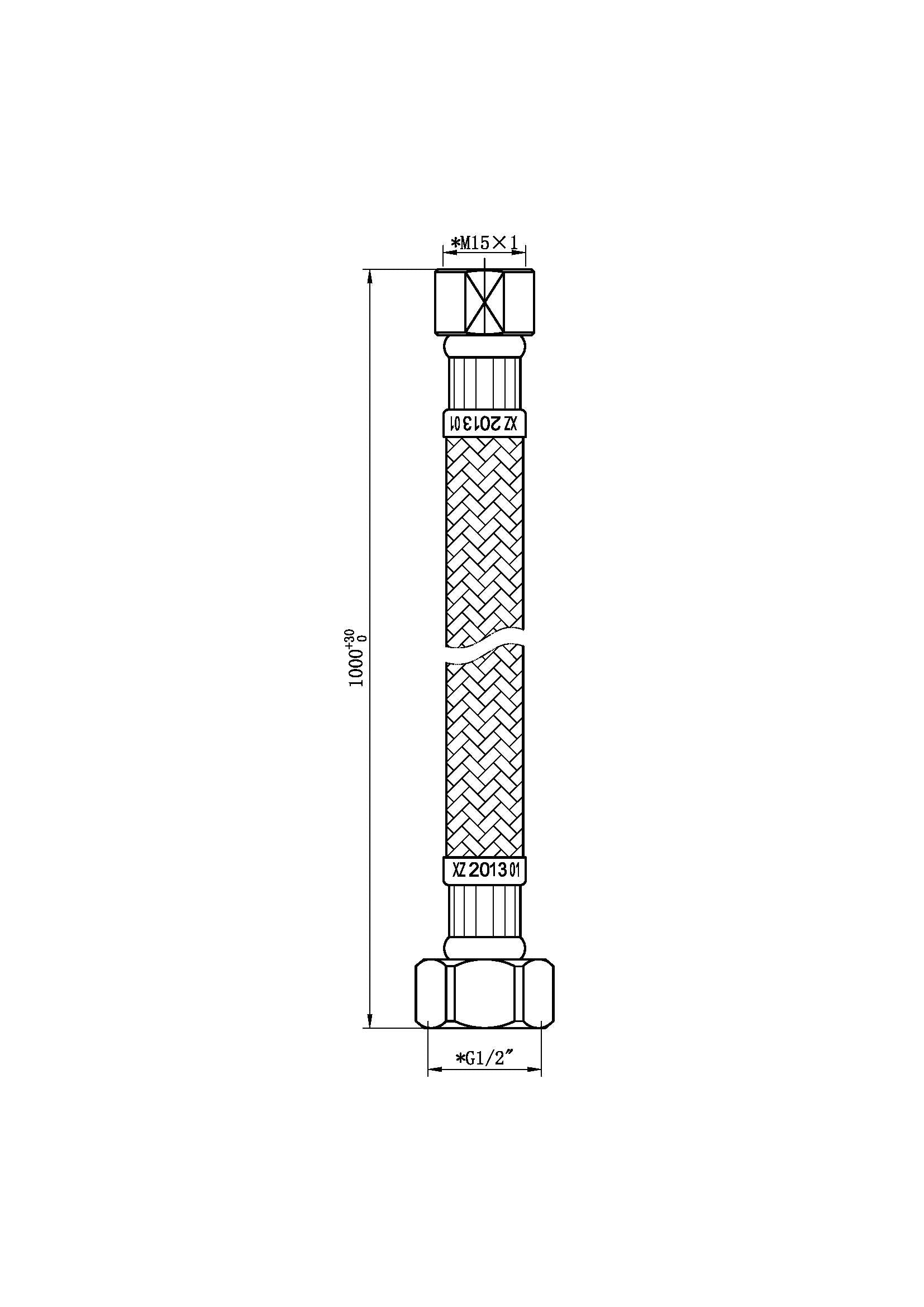 Caral flexibele slang M15 x 1/2'' voor badrand handdoucheset