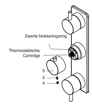 Xellanz Rivaro inbouwthermostaat 3 weg chroom, maattekening