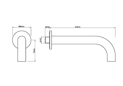 Caral baduitloop rond 20 cm 1/2'' geborsteld staal PVD