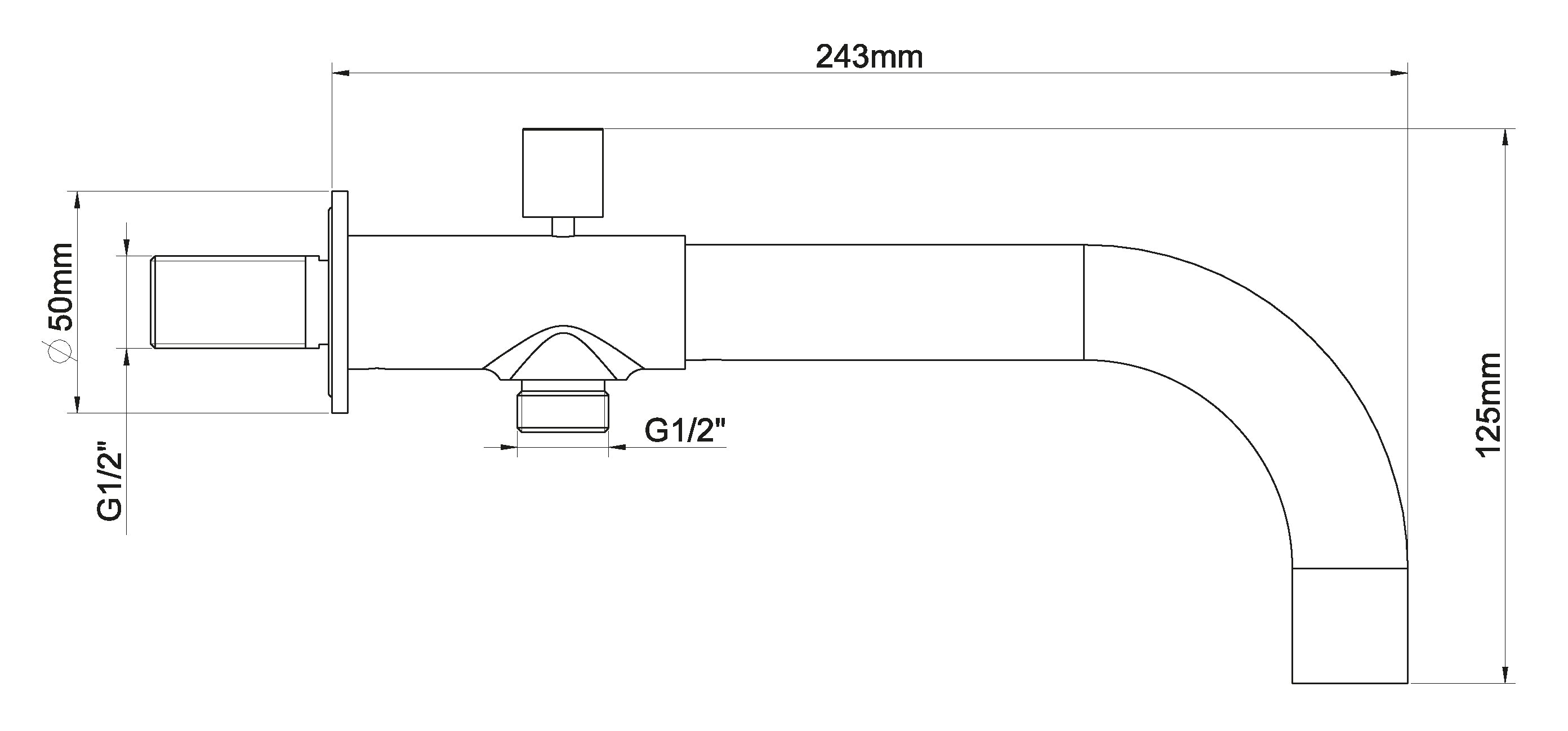 inbouw-baduitloop met omstel rond 23cm chroom