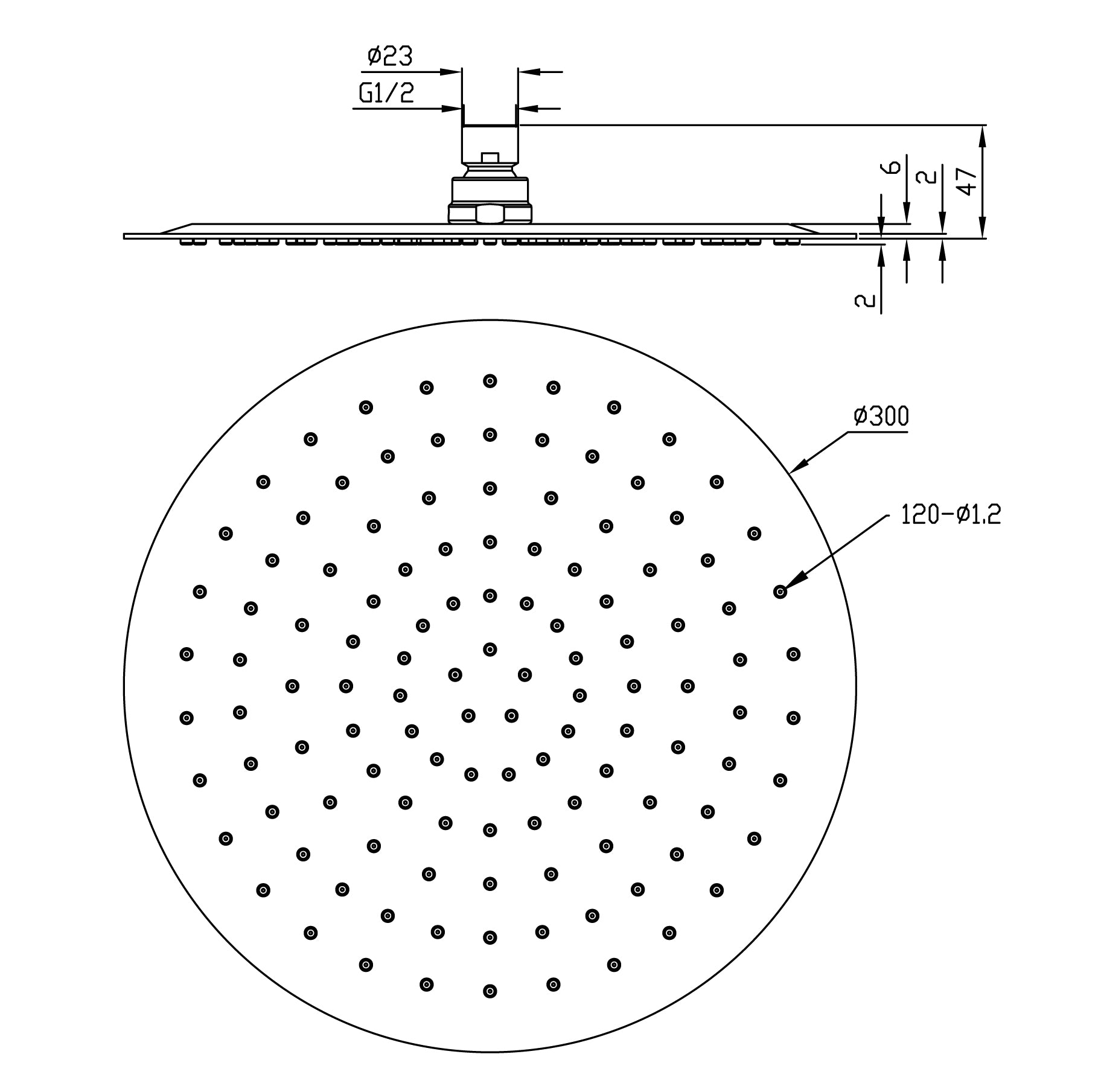 Ufo hoofddouche rond 30 cm RVS PVD