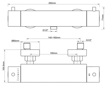 Caral Cool Touch thermostatische douchemengkraan geborsteld staal PVD
