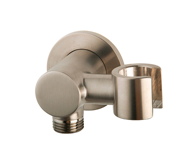 UniMatch wandaansluitbocht met kantelbare handdouchehouder rond 1/2" geborsteld staal PVD