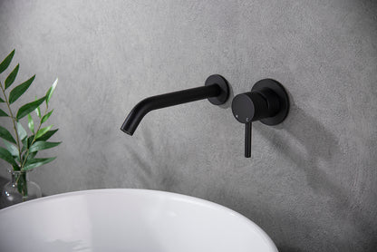 Ribbd eenhendel wastafelkraan met coldstart inbouw compleet mat zwart