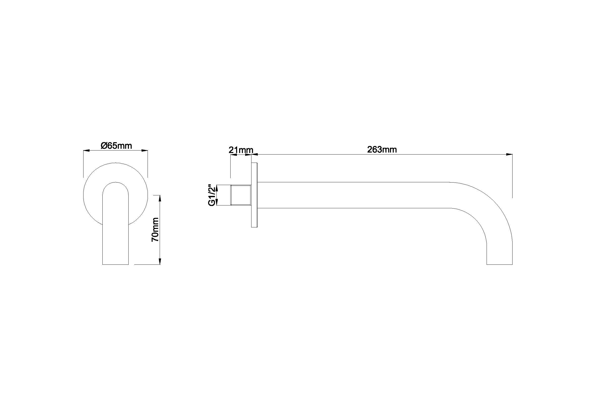 Caral baduitloop rond 25 cm 1/2'' geborsteld messing PVD
