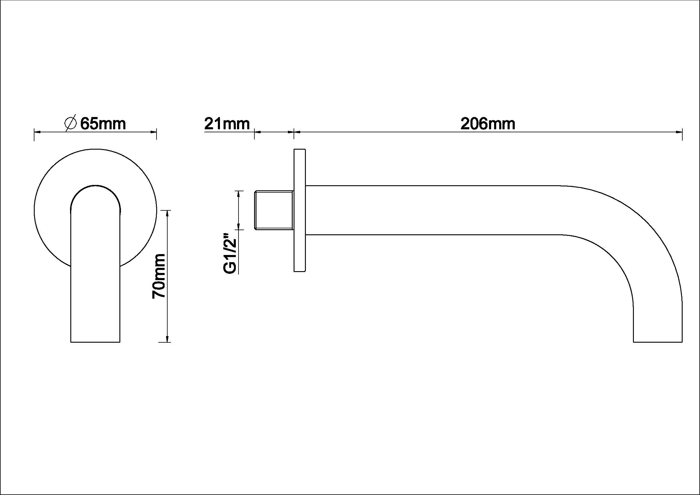 Caral baduitloop rond 20 cm 1/2'' geborsteld messing PVD