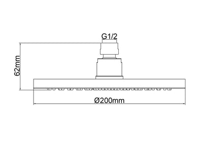 UniMatch hoofddouche rond 20 x 1,2 cm geborsteld koper