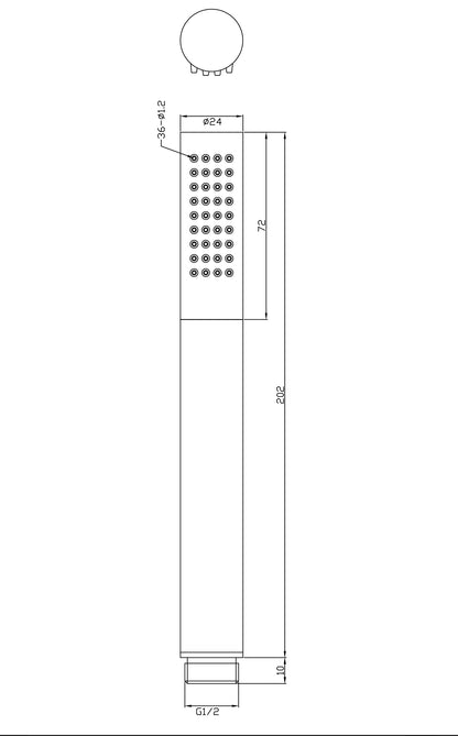 UniMatch staafhanddouche 1 stand geborsteld messing/mat zwart PVD