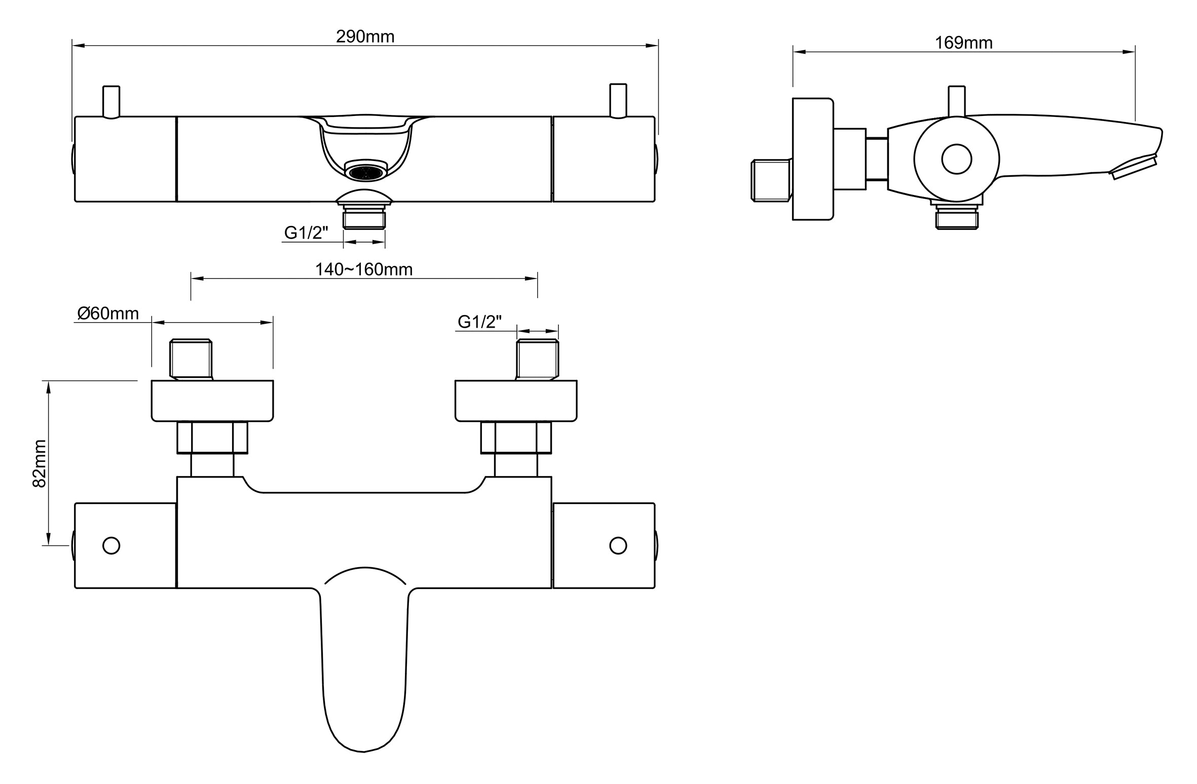 Caral thermostatische badmengkraan geborsteld brons koper PVD