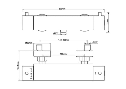 Caral Cool Touch thermostatische douchemengkraan geborsteld koper