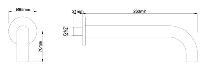 Caral baduitloop rond 25 cm 1/2'' geborsteld brons koper PVD