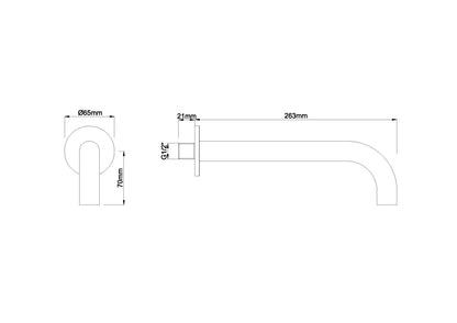 Caral baduitloop rond 25 cm 1/2'' geborsteld koper