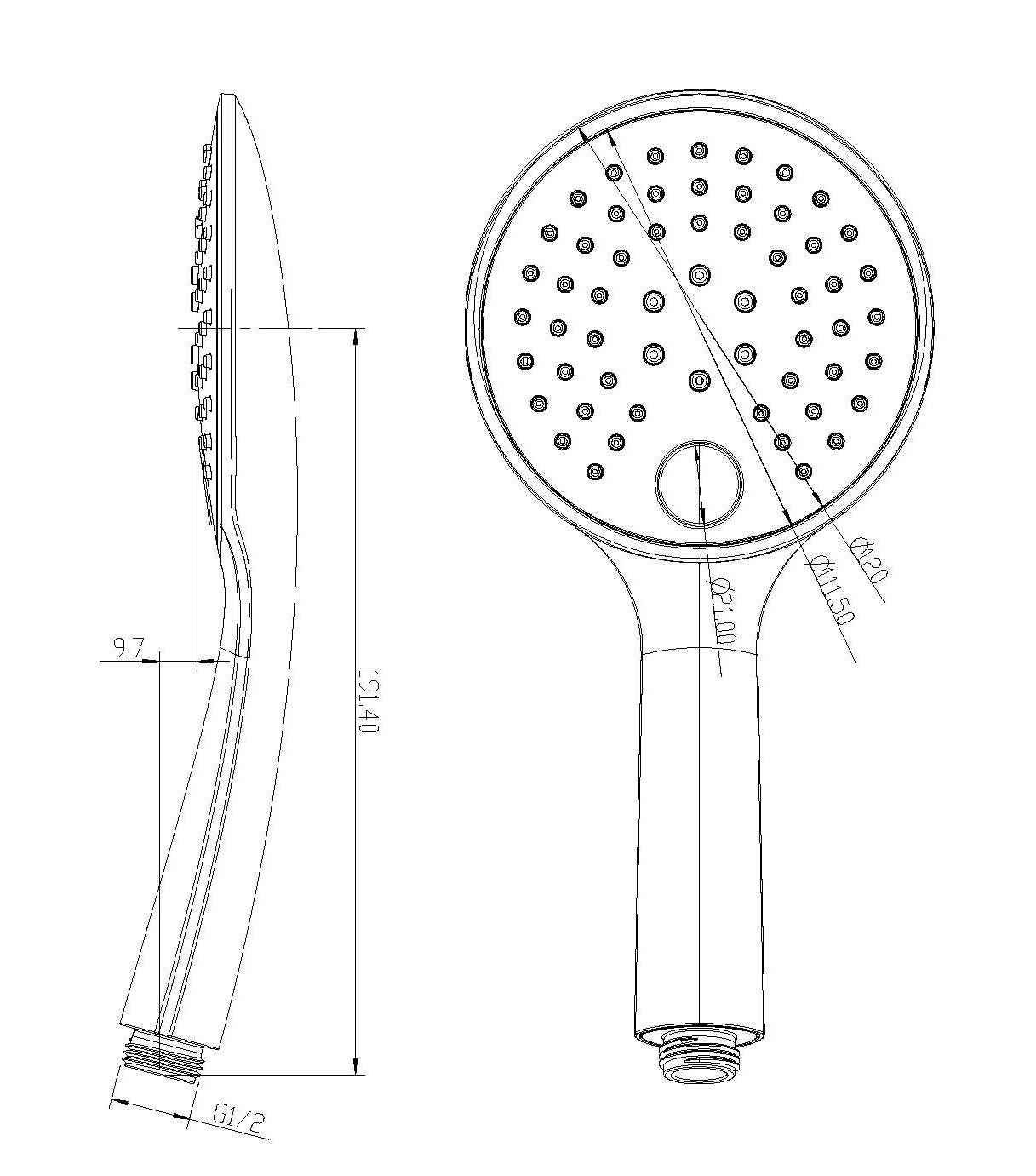 UniMatch handdouche 3 standen Ø 12 cm chroom