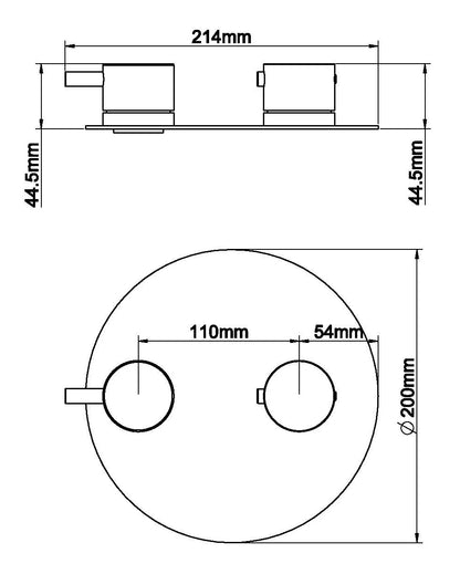 Caral afbouwdeel rond inbouwthermostaat 2 weg gunmetal PVD