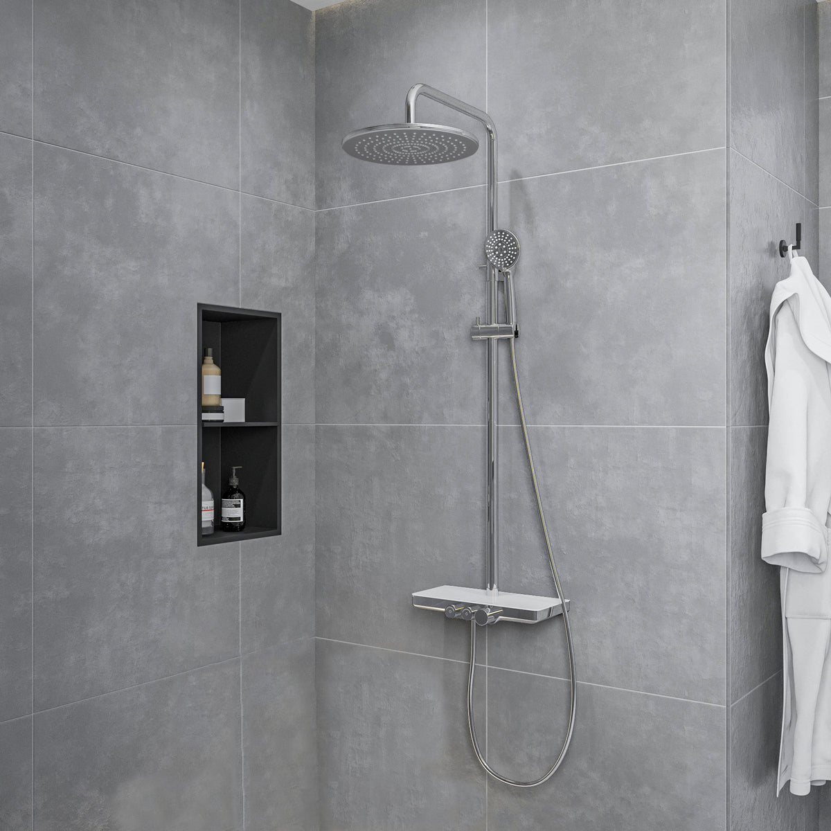 Xellanz Nuovo thermostatische regendoucheset opbouw met planchet chroom
