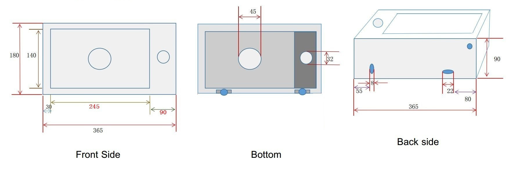 Rhea S mini fontein rechts 36,5 x 18 x 9 cm keramiek mat zwart