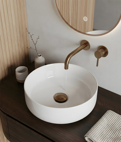 Wiesbaden colosso waskom rond 36 x 12 cm keramiek glans wit