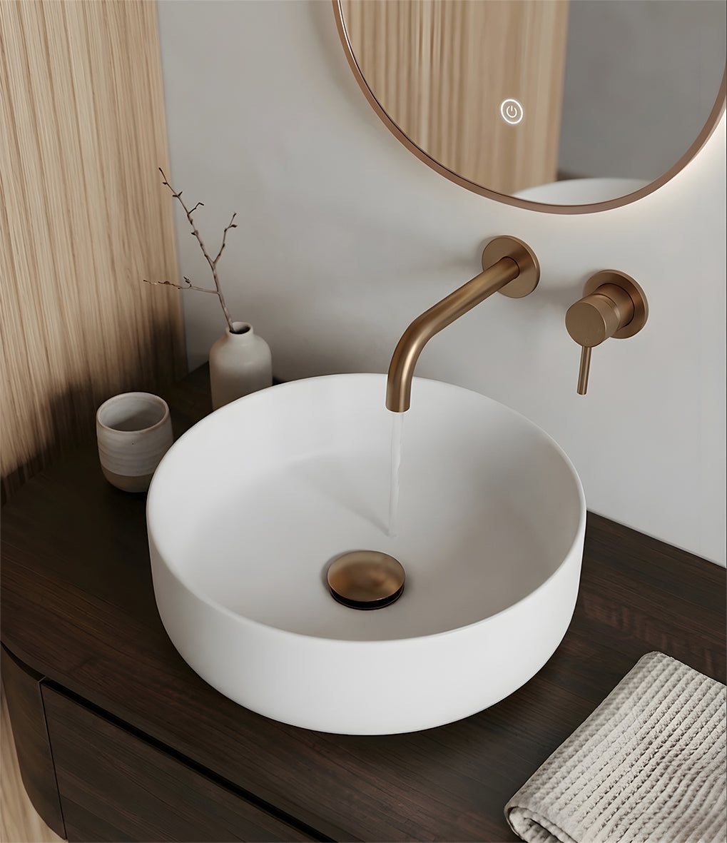 Wiesbaden colosso waskom rond 36 x 12 cm keramiek mat wit