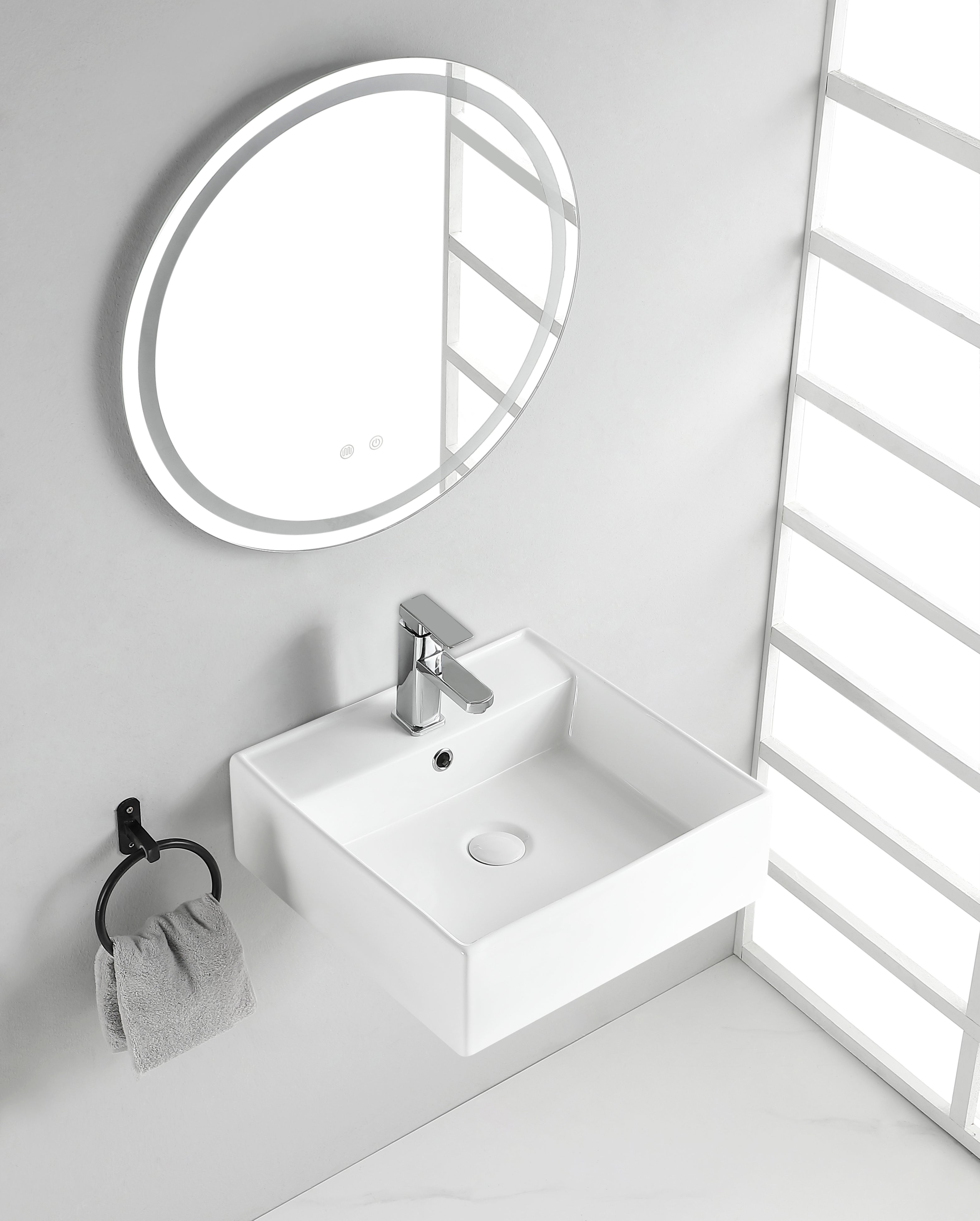 Larx waskom vierkant 46 x 46 x 16,5 cm keramiek glans wit