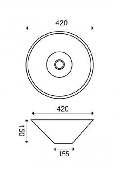 Circle waskom rond 42 x 15 cm keramiek glans wit