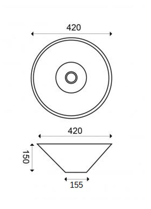Circle waskom rond 42 x 15 cm keramiek glans wit